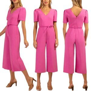 Trina Turk Deann Wide Leg Cropped Jumpsuit Womens 4 Snapdragon Pink Cocktail NWT